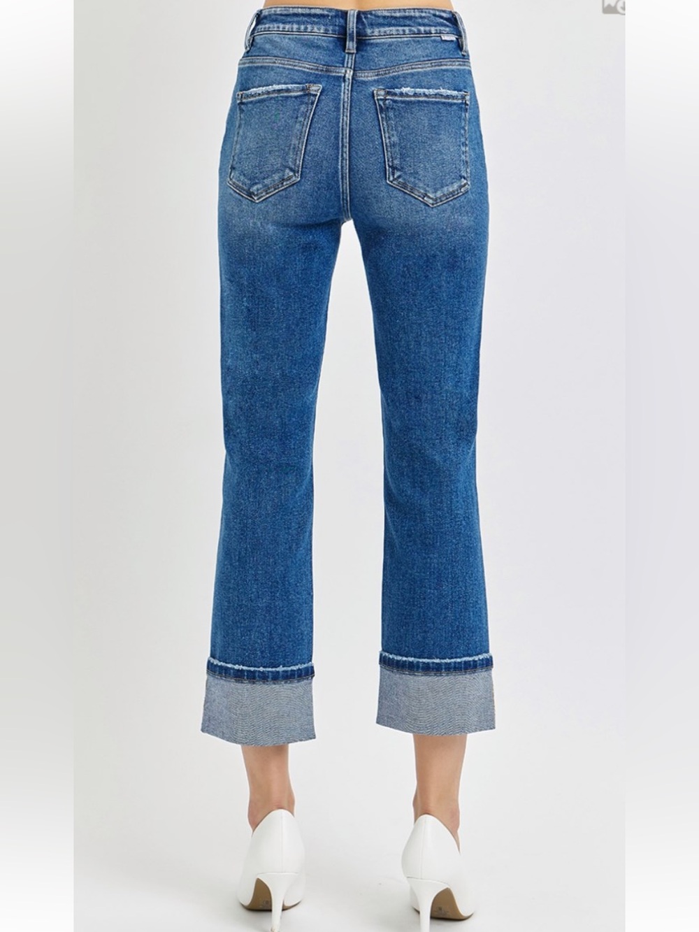 27 RISEN HIGH RISE ANKLE STRAIGHT CUFFED JEANS - Picture 3 of 3
